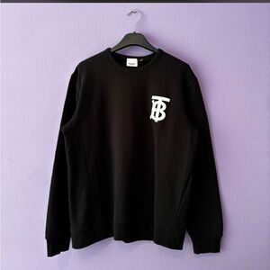 Burberry Black Crewneck Sweater with White Logo